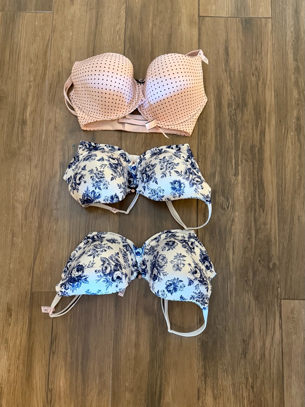 Victoria's Secret Pink Polka Dot & Blue Floral Bra Set